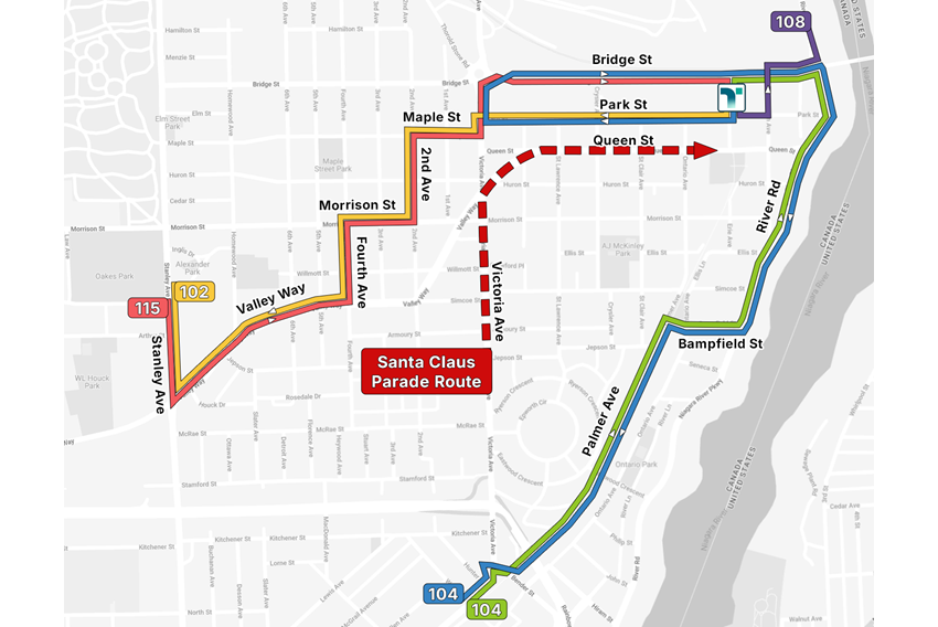 Niagara Falls Santa Claus Parade detours